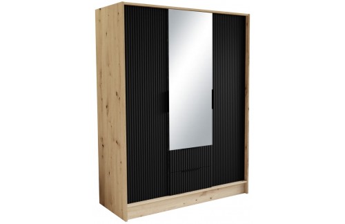Garderobni ormar s ogledalom Norel 150 cm - HRAST ARTISAN-CRNA