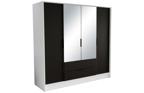 Garderobni ormar s ogledalom Norel 200 cm - BIJELA-CRNA