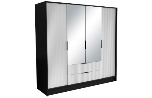 Garderobni ormar s ogledalom Norel 200 cm - CRNA-BIJELA