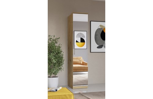 ORMAR SA OGLEDALOM OPTIMA - ARTISAN HRAST/BIJELA VISOKI SJAJ