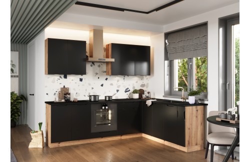 KOTNI KUHINJSKI SET ISABEL 200X260 CM - ČRNA