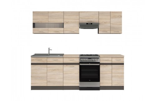 Kuhinja JUNONA (240 cm) - Sonoma hrst/Wenge