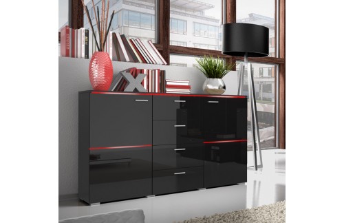 Komoda Anton (crna, visoki sjaj)-s rasvjetom