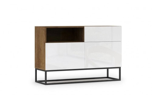 KOMODA AVORIO - HRAST/BIJELA VISOKI SJAJ