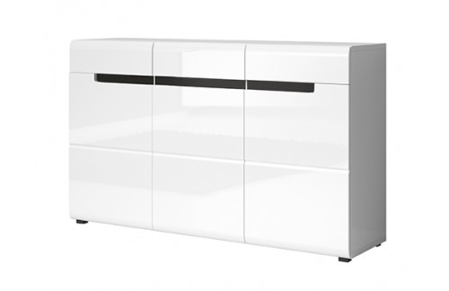 KOMODA HEKTOR - BIJELA/BIJELA VISOKI SJAJ