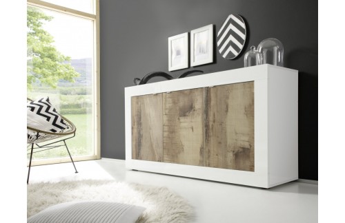 Komoda s tri vrata bijela/hrast BASIC 209015-05P