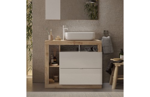 Kupaonski blok s 2 ladice, bijela/hrast, HAMBURG 439030K-T92