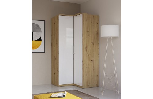 KUTNI ORMAR OPTIMA - ARTISAN HRAST/BIJELA VISOKI SJAJ