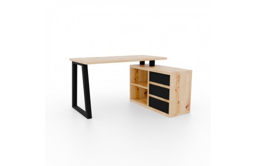 Kutni radni stol Iwo II s ladicama i policom - HRAST ARTISAN