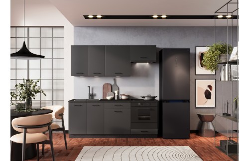 KUHINJSKI BLOK ANIKA 200 CM - ANTRACIT SIVA