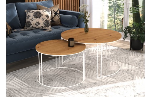 Moderna 2u1 klupska stolić ETTA, okrugla - BIJELA