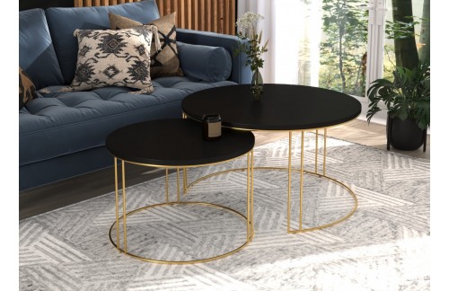 Moderna 2u1 klupska stolić ETTA, okrugla - ZLATNA