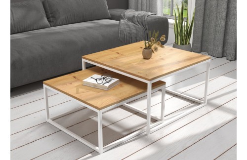 Moderna klub stolić 2u1 KAMA s metalnim okvirom - BIJELA