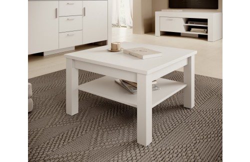 Moderna klupska stolić CESIRO, bijeli, 80x80 cm - BIJELA