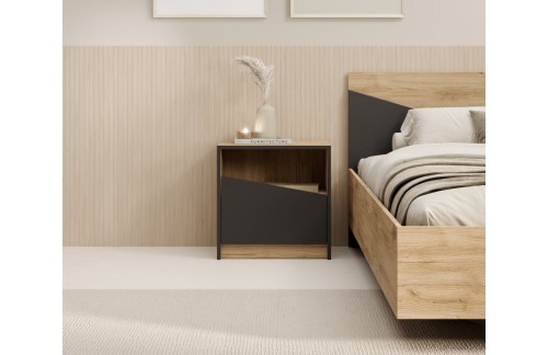 Moderna noćna ormarić Atson u hrastu i crnoj