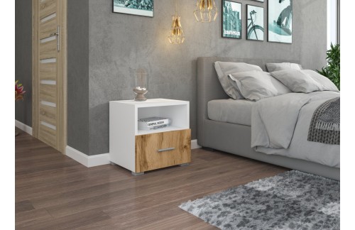 Moderna noćna ormarić EMI s ladicom - BIJELA