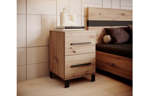 Moderna noćna ormarić MALEN s 2 ladice - HRAST ARTISAN-HRAST