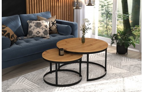 Moderni okrugli klub stolić 2u1 OKIN - CRNA