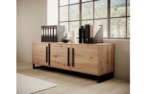 Niska komoda ARIA u kombinaciji hrasta i crne - HRAST ARTISAN-CRNA