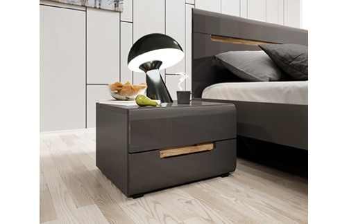 NOĆNI ORMARIĆ HEKTOR - SIVA/SIVA VISOKI SJAJ