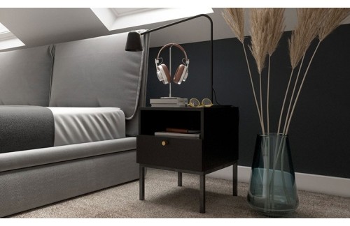 NOĆNI ORMARIĆ LANZZI - CRNA MAT