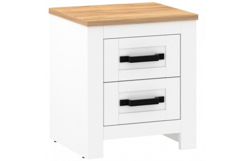 Noćna ormarić RONCO 3 (bijela/hrast)