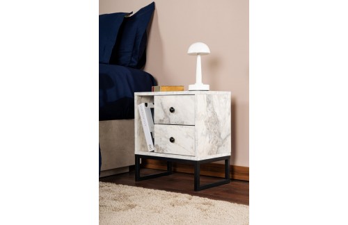 Noćni ormarić Telar (freesia mramor/crna)