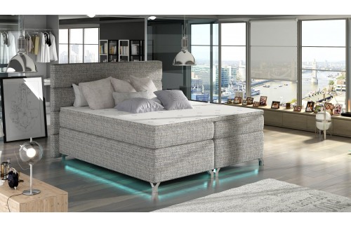 Tapecirani boxspring krevet Amadeo s LED rasvjetom