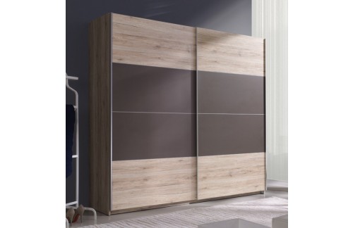 Garderobna omara z drsnimi vrati Beta (svetla San Remo-rjava)-180-RAZPRODAJA