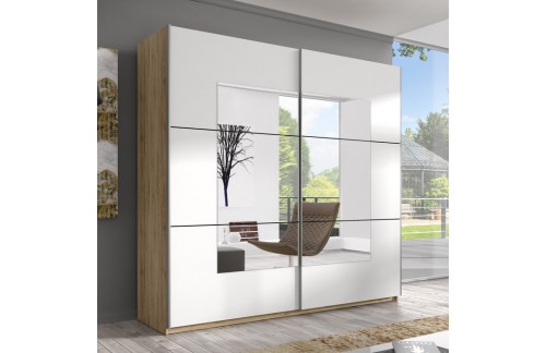 Klizni ormar s ogledalom EMMA (svijetla San Remo-bijela)