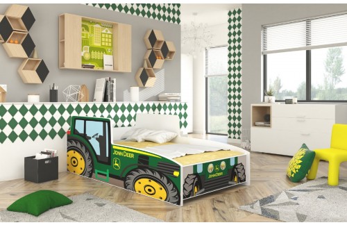 Dječji krevet s madracem TRACTOR GREEN 160x80 cm - ZELENA