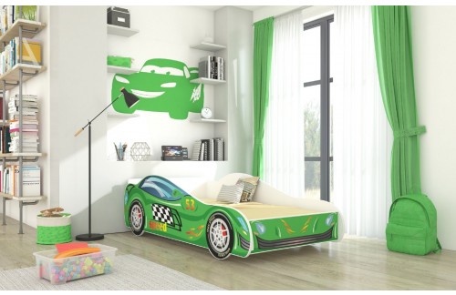 Dječji krevet SPEED s madracem i LED rasvjetom 140x70 cm - ZELENA