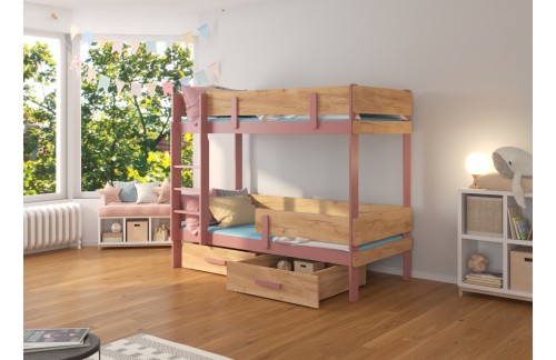 Dječji krevet na kat ETIONA s ladicama 93 cm (više boja)