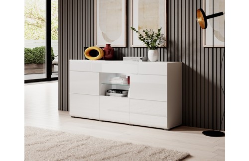 USKA KOMODA TOLEDO - BIJELA VISOKI SJAJ