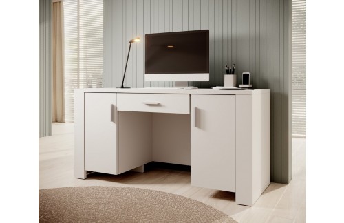 Pisaći stol CESIRO s 2 vrata i ladicom - BIJELA