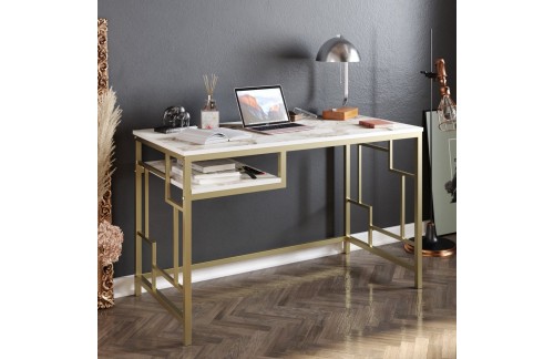 Radni stol Sore (Zlatna/bijela)