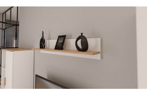 ZIDNA POLICA DENVER - BIJELA/HRAST