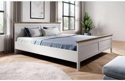 KREVET EVORA 180 CM - BIJELI ABISKO PEPEO/HRAST