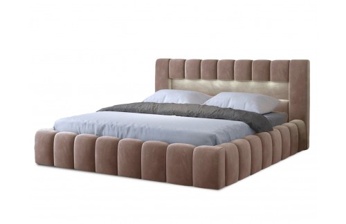 Krevet Lamica s drvenim okvirom, standardnim podiznim mehanizmom i spremištem za posteljinu