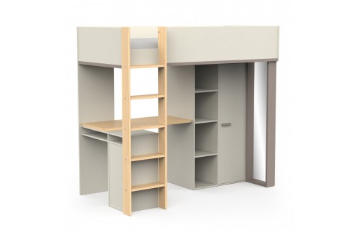 Krevet s radnim stolom CAMILLIA 444838 (smeđa/siva/hrast)