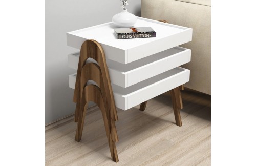 Set stolića Foni (Orah/Bijela)