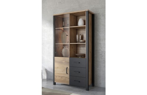 ŠIROKA VITRINA OLIN - SMREKA/CRNA