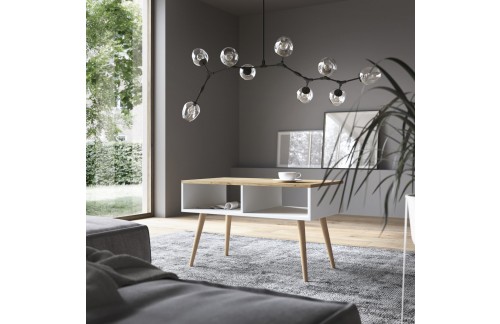 Skandinavski klupski stolić SANA 90x50 s drvenom policom