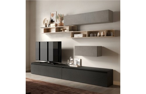 Moderna siva zidna jedinica s policama INFINITY 2.0 900039-MRPB