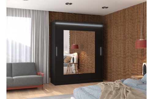 Spavaća ormar ROSETTE s ogledalom i LED rasvjetom, 180 cm