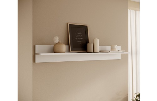 Zidna polica CESIRO s jednom policom, bijela - BIJELA