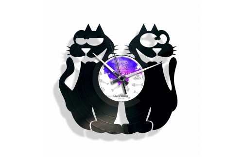 Zidni sat Disc'o'clock Cats!