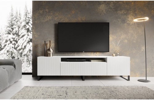 Samostojeći TV ormarić NOEMI s rebrastim frontama - BIJELA (više boja)