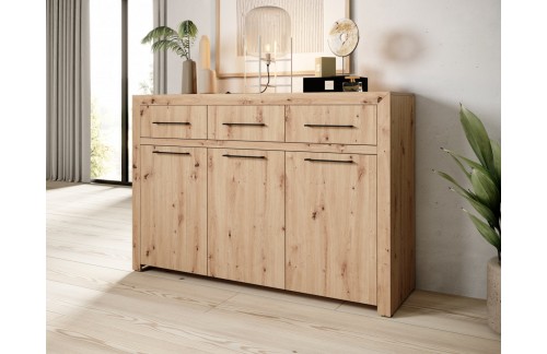 Trok vrata komoda JANEZ u boji hrasta Artisan - HRAST ARTISAN-CRNA