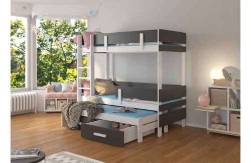 Trokrevetni dječji krevet ETAPO 103 cm - BIJELA